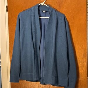 Lands' End Women’s Textured Open-Front Jacket in Blue